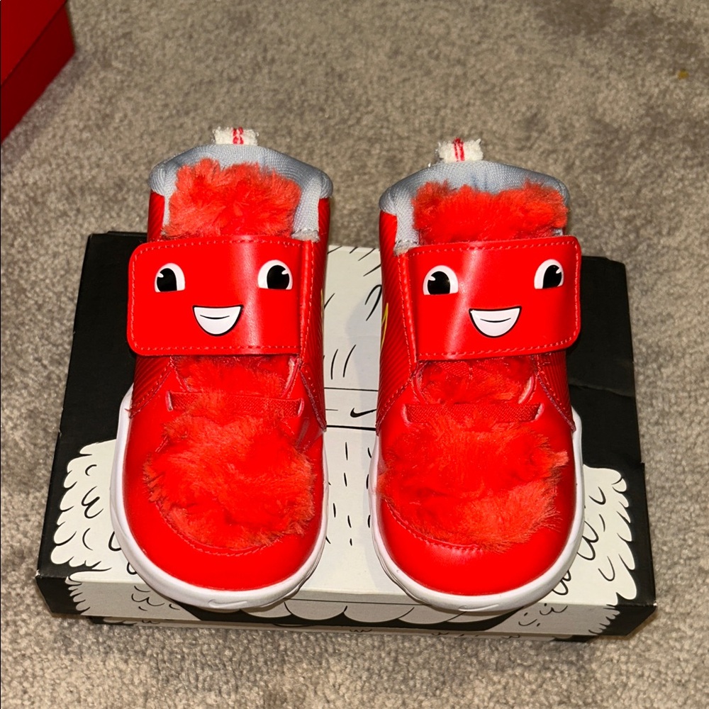 Nike Kids team hustle D 9 lil Red Furry Face Shoes